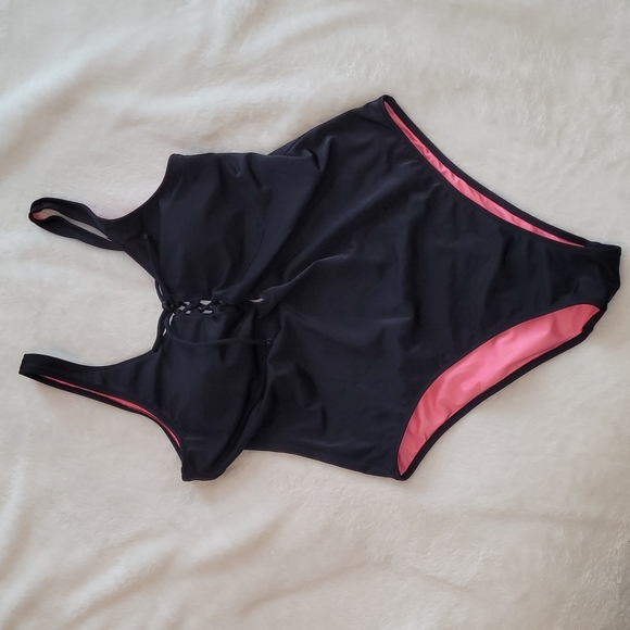 PINK Victoria's Secret Other - Pink Victoria’s Secret Black Tie Front One Piece Swimsuit Size Medium